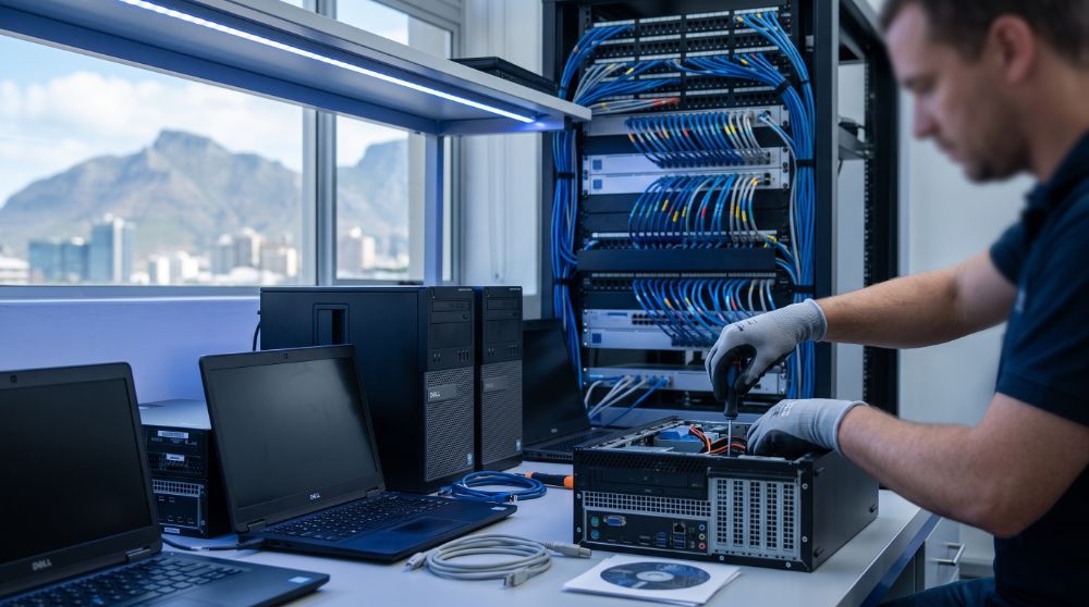 IT technician configuring Dell hardware